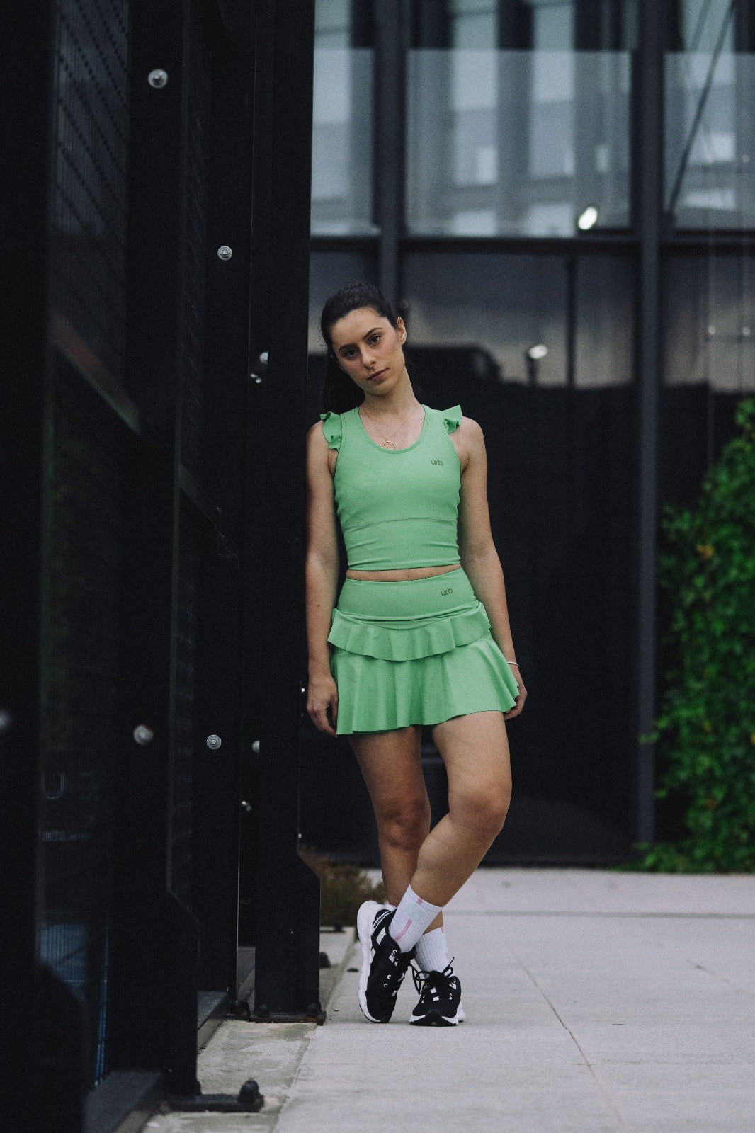 Top Folhos Verde