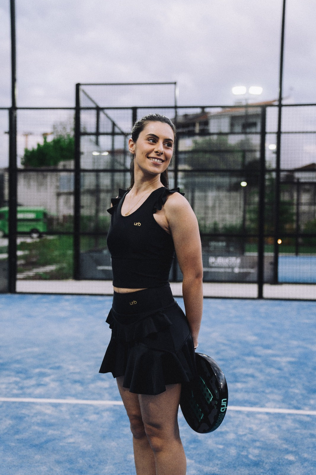Top Folhos Preto