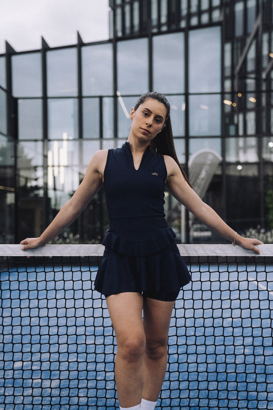 Vestido Folhos Azul
