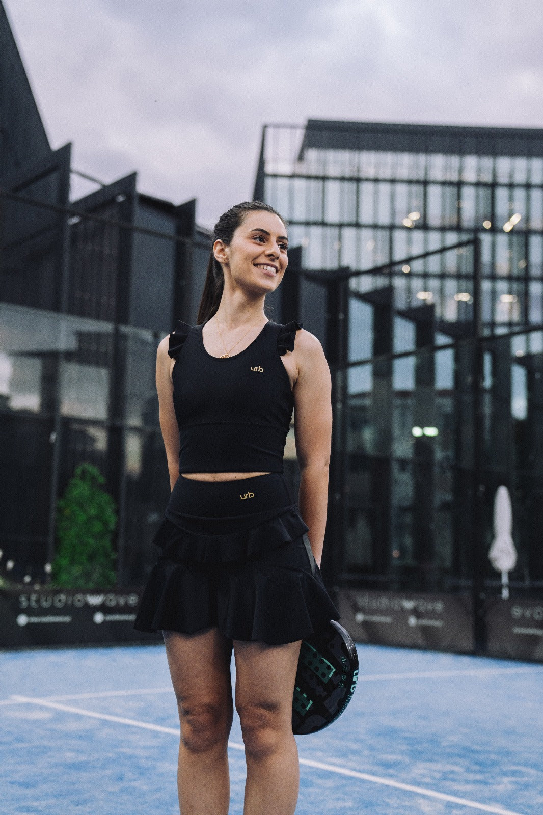 Top Folhos Preto